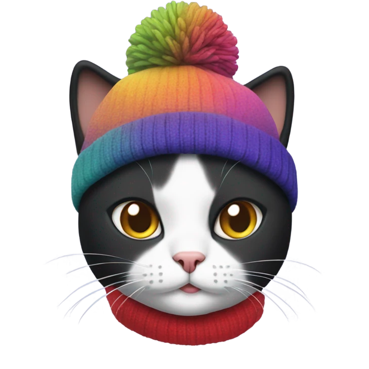 tuxedo cat with beanie emoji