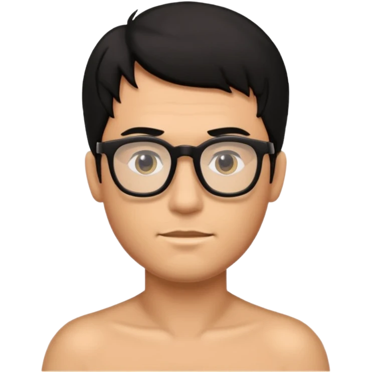 fat naked tan man with small penis with black hair and black glasse emoji