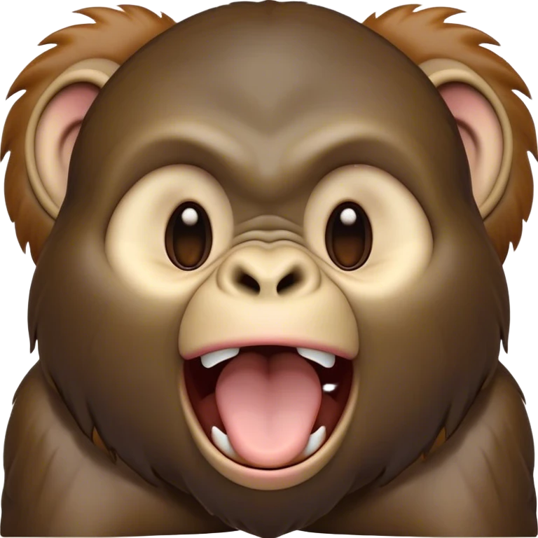 Cinematic Cute Yawning Gorilla Portrait Emoji, Head tilted slightly with a dramatic, wide-open yawn, showcasing a thick, velvety Fur with drowsy, half-closed eyes and a relaxed, open expression, Simplified yet irresistibly adorable features, highly detailed, glowing with a soft, cozy jungle glow, high shine, relaxed yet expressive, stylized with a dash of whimsical primate charm, soft glowing outline, capturing the essence of a drowsy yet affectionate guardian that appears ready to stretch out for a nap! emoji