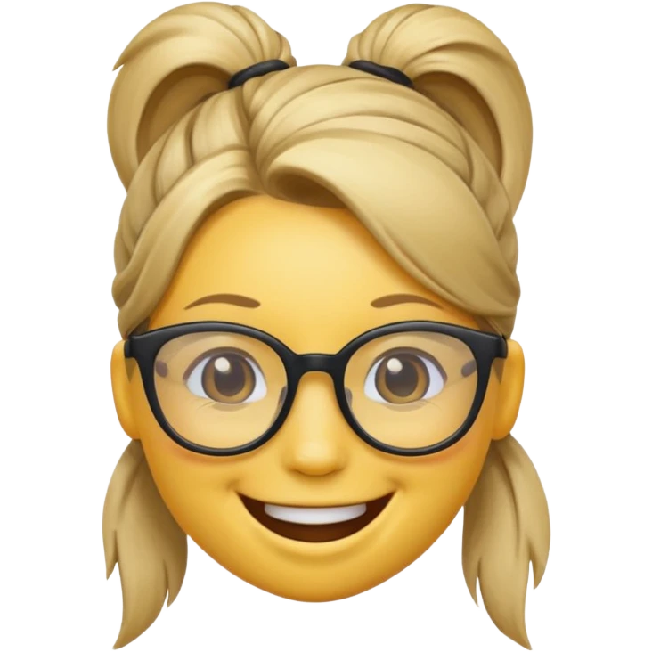 Smiley face with pony tail and glasses emoji