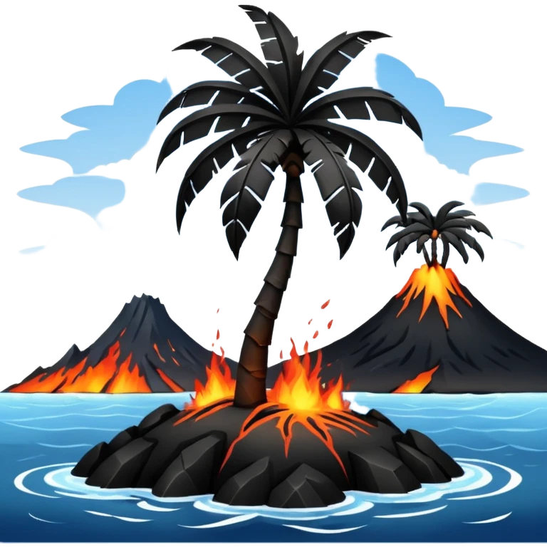 Palmera de color negro y isla negra emoji