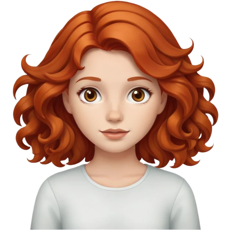 Рыжая девушка с волнистыми волосами и карими глазами emoji