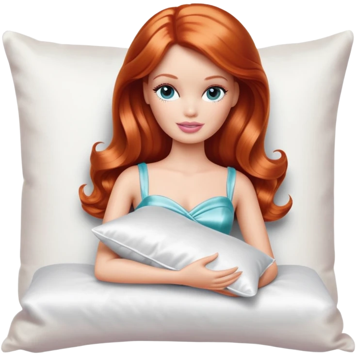 sleeping beauty The redhead white girl Barbie with a silk pillow white color emoji
