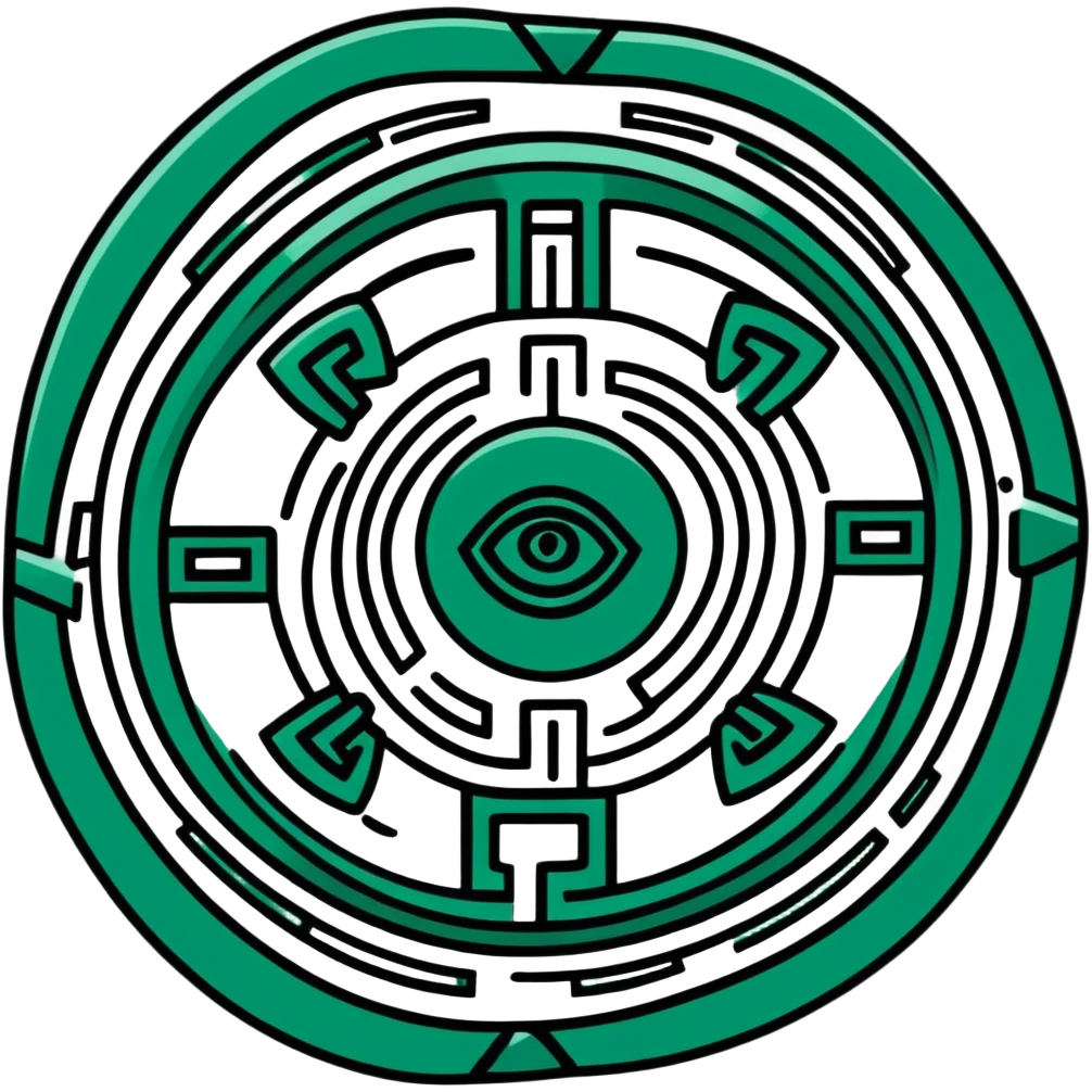 Perfect geometric Maya glyph for message received, absolutely precise shapes, ONLY white and dark green color, hieroglyphic style emoji