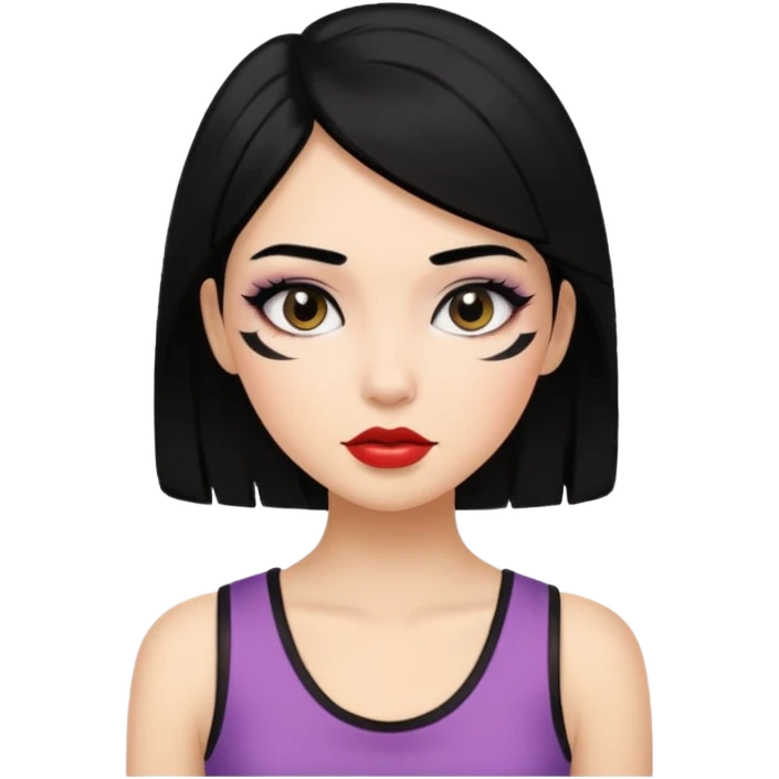 girl In Sleeveless, black hair, funky. emoji