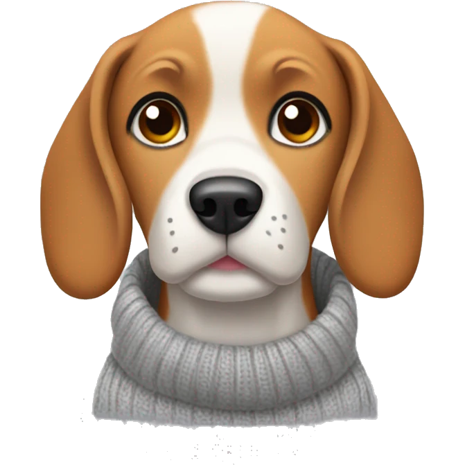 Beagle wearing sweater and beanie emoji