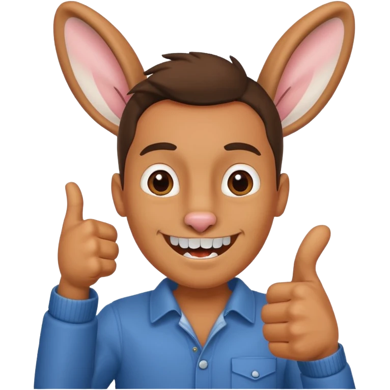 thumb up man with rabbit teeth emoji