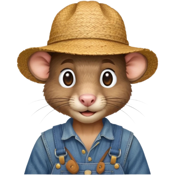 farmer rat in denim overalls with a straw hat emoji