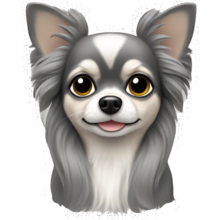 Long hair grey Chihuahua ￼  emoji