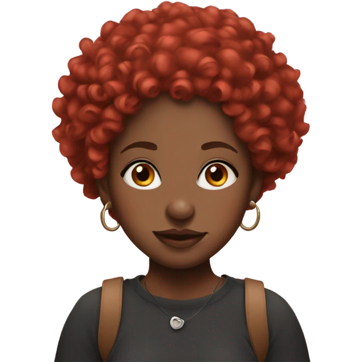 Black girl with red curly hair and nose piercings  emoji
