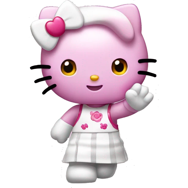 Hello kitty waving emoji