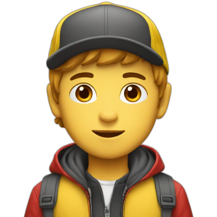 Yellow cap with boy with red jacket emoji
