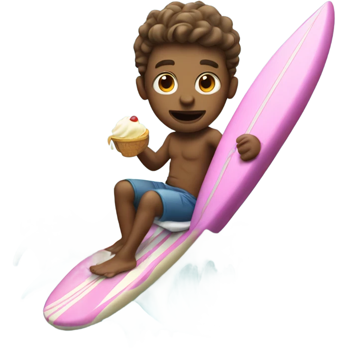 A dude riding a surfboard while eating ice cream emoji