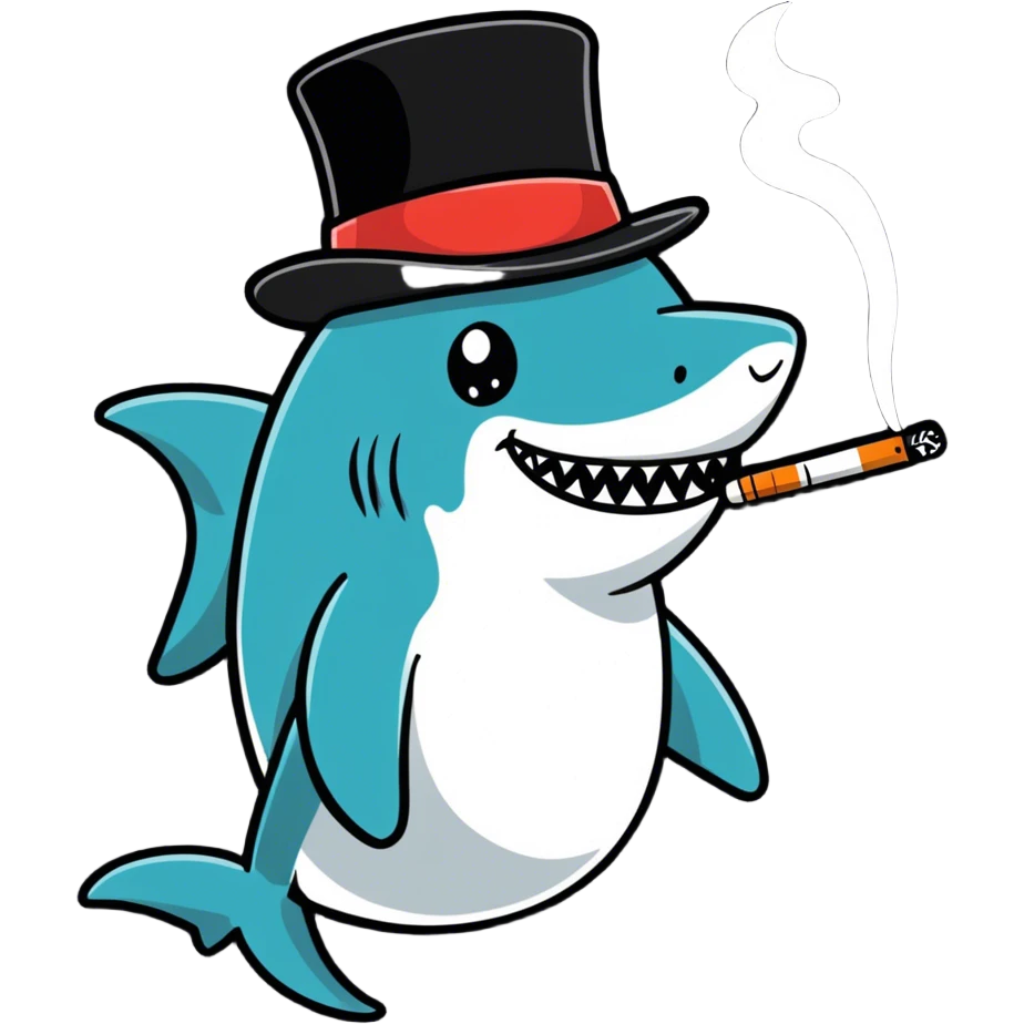 Shark with a top hat smoking  emoji