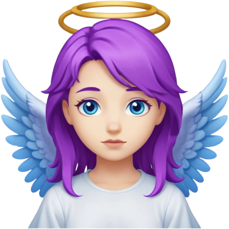 differnt angel with purple hair with wings emoji