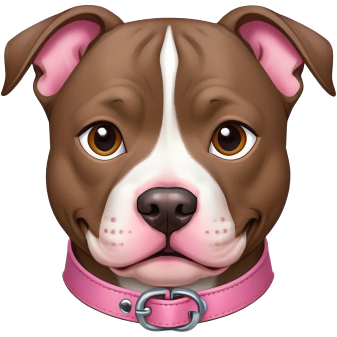 Brindle pitbull face with pink collar emoji