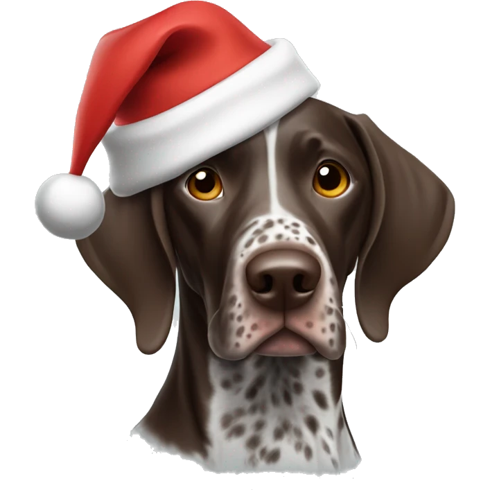 German Shorthaired Pointer wearing a Santa hat emoji