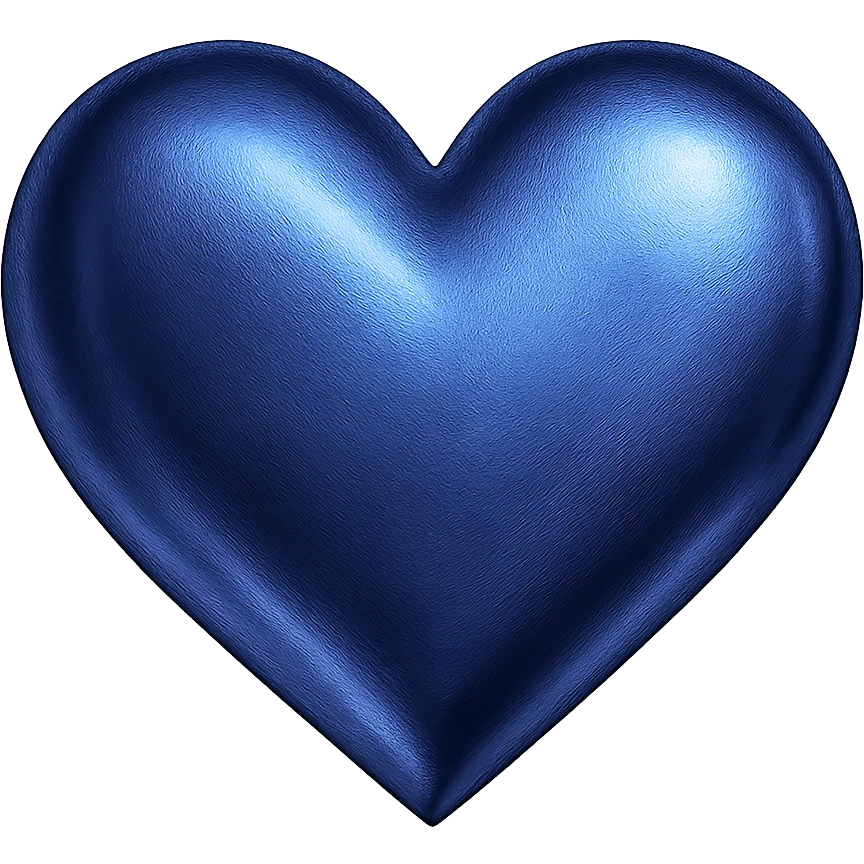 heart with a metallic indigo finish, digital illustration, no background emoji