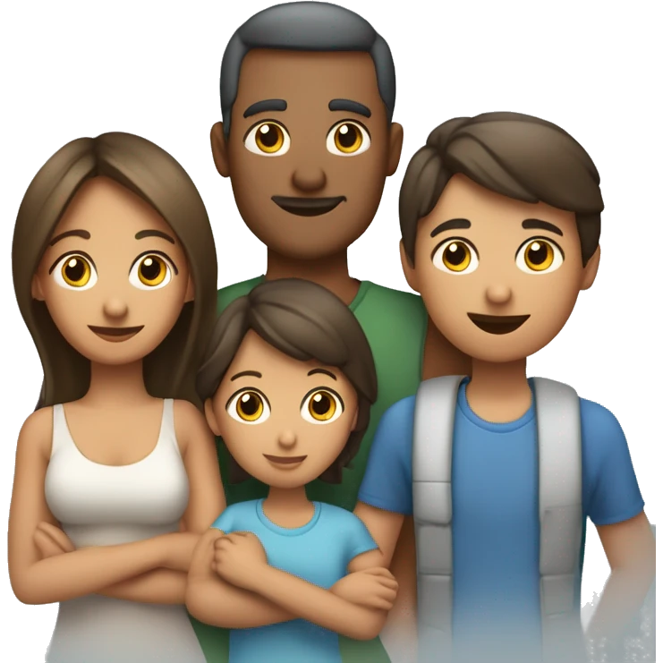 Familia de 5 personas papá y mama, 2 hijas adolescentes y una pequ emoji