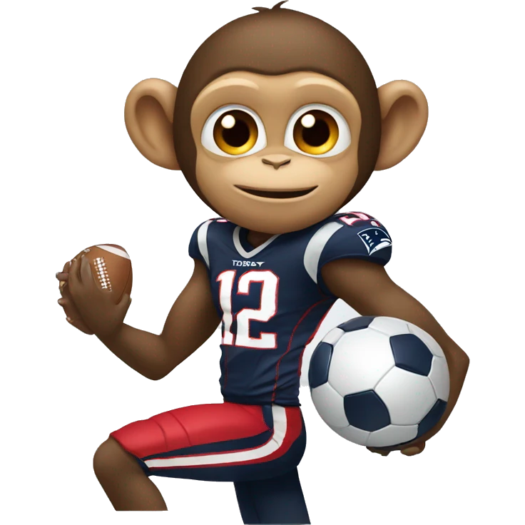 Monkey with a football with Tom Brady emoji