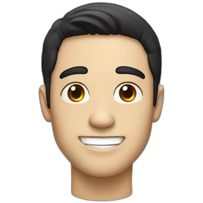 a guy with black hair, a nice smile, white skin emoji