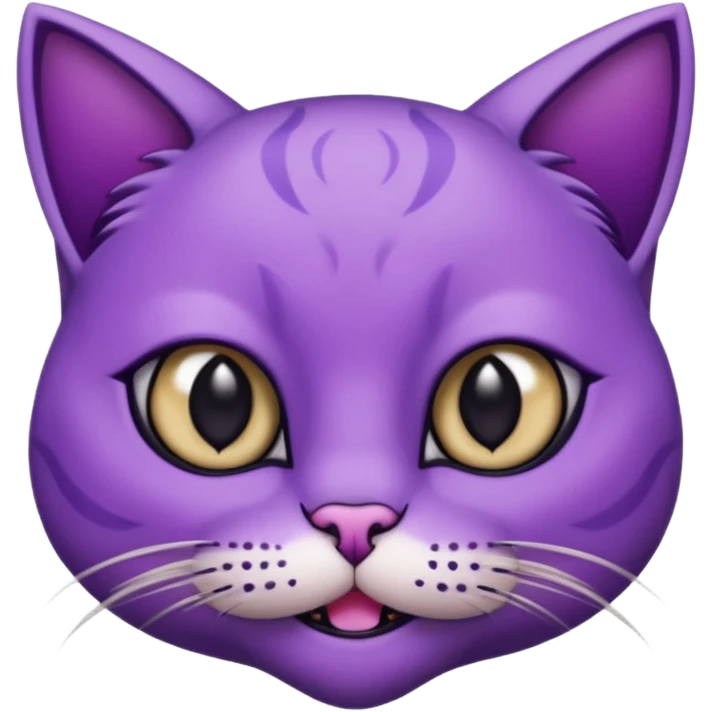 Scary purple cat fully black eye and with mouth a moon Nekless emoji