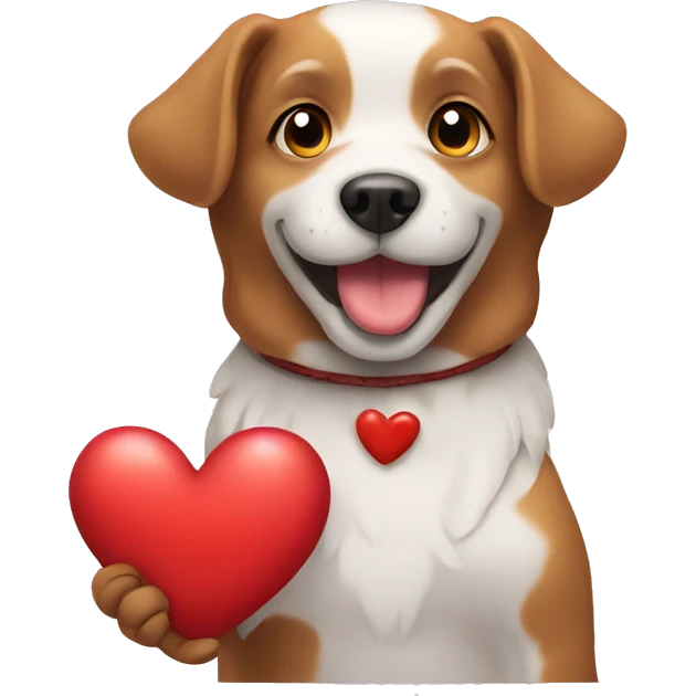 dog holding a heart emoji