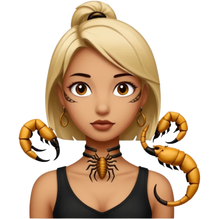 Scorpion Tattoo on the girl neck, emoji