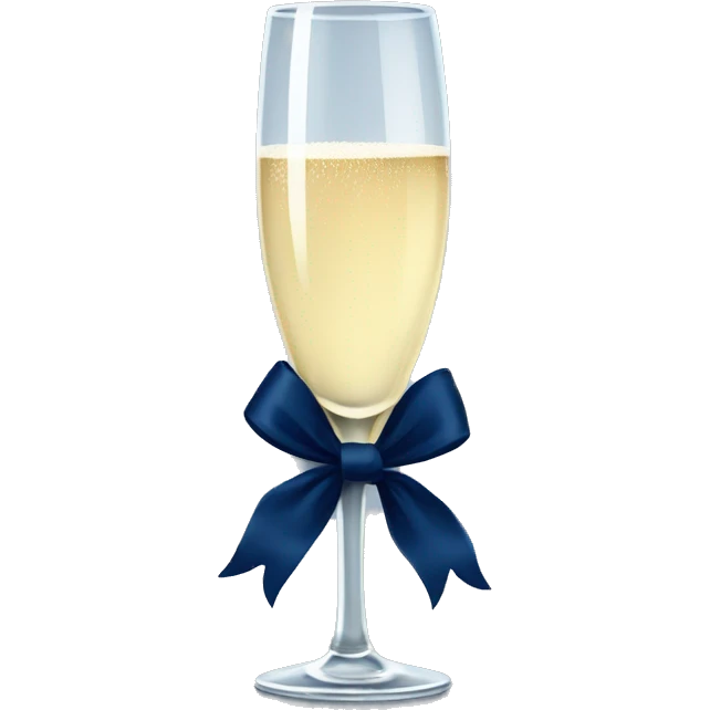 Champagne glass with a navy blue bow on stem emoji