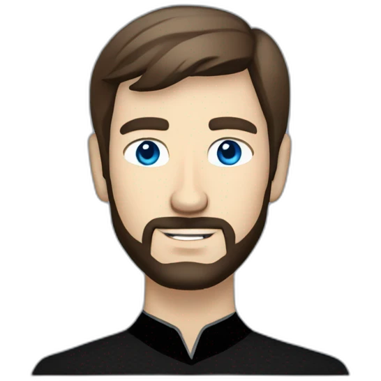 Handsome white man from Star Trek with Blue eyes and short brown hair and black beard startrek emoji