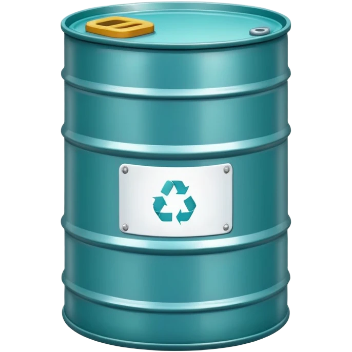 Oil barrel in cool tones with sky blue, teal green, white, and light gray emoji