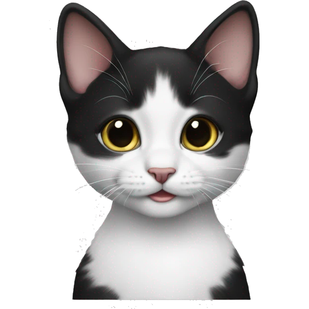 A black and white kitten emoji