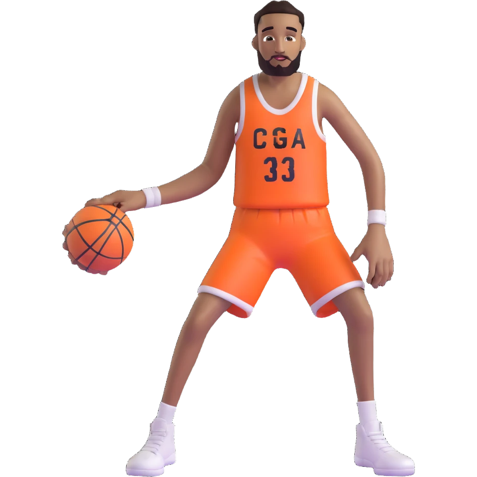 tall basketball player holding a ball emoji