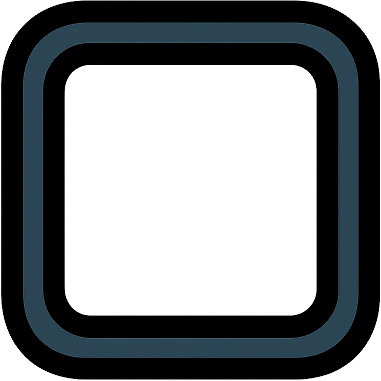 icon of a square with rounded corners, white inside, black ombre effect outward, black border, no text emoji