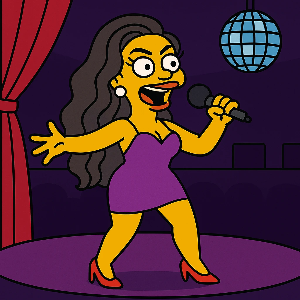 The singer is best known by her moniker, Queen B. 1 female person inside the night club. on stage  emoji