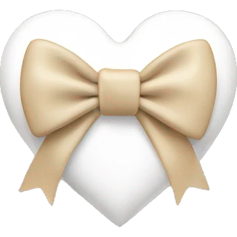 white heart with beige bow emoji