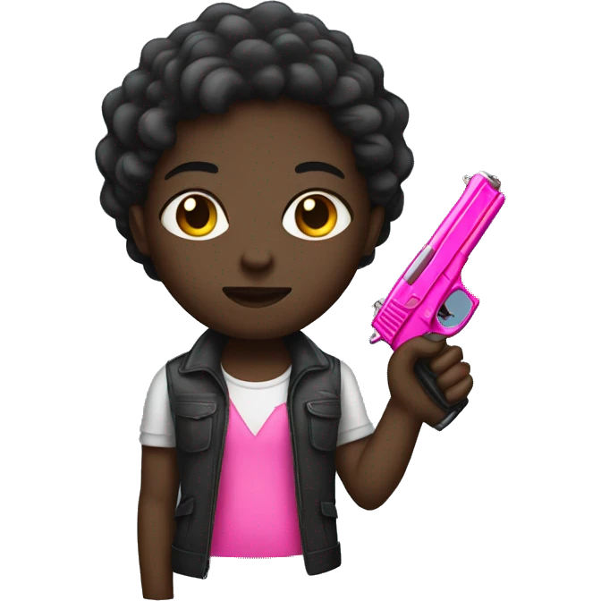 dark skin with pink gun emoji