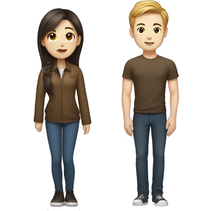 south korean girl and tall white guy with brown hair emoji