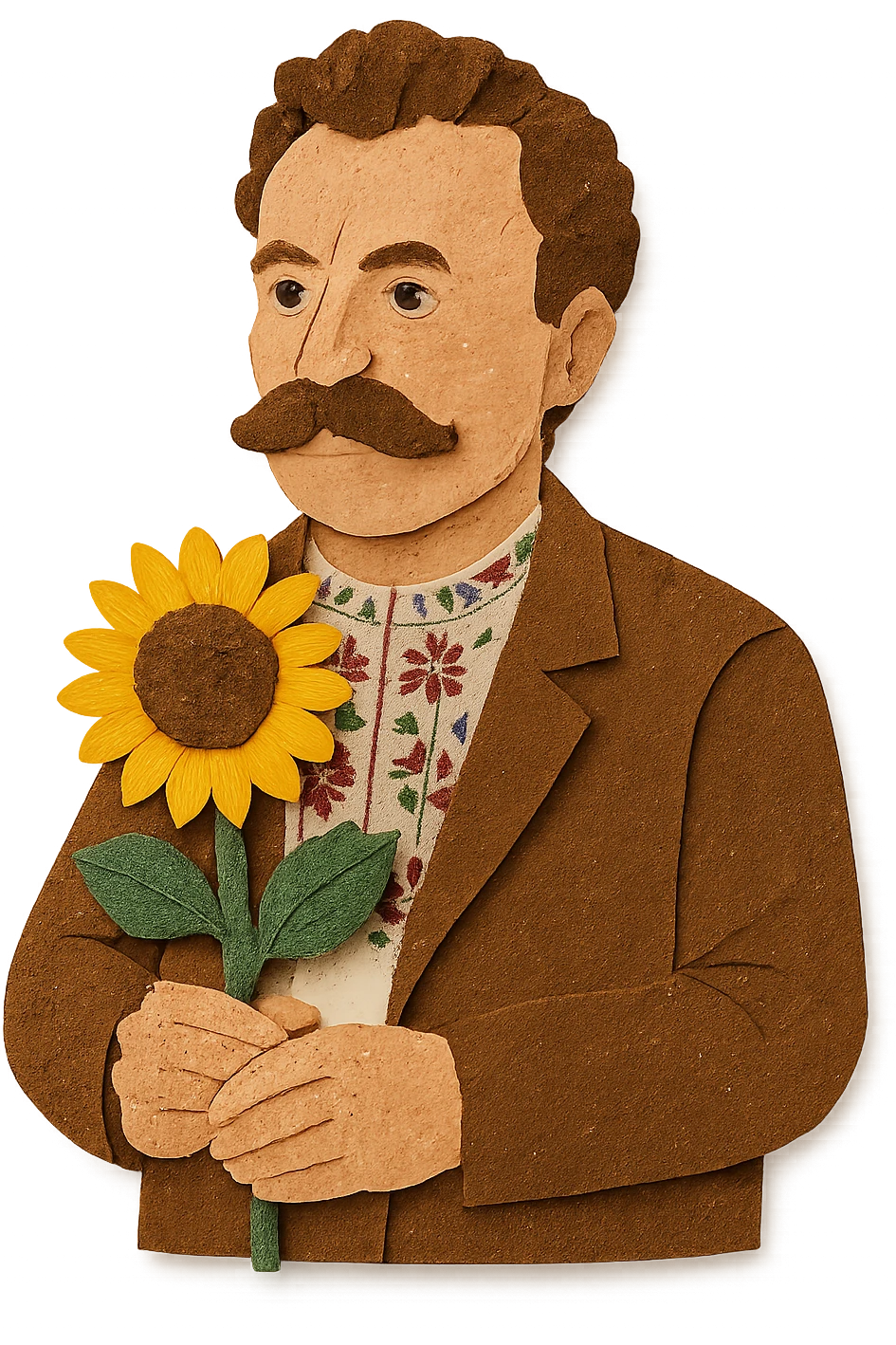 A man holding a sunflower in his hands emoji