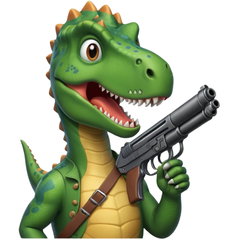 Dino with a gun emoji