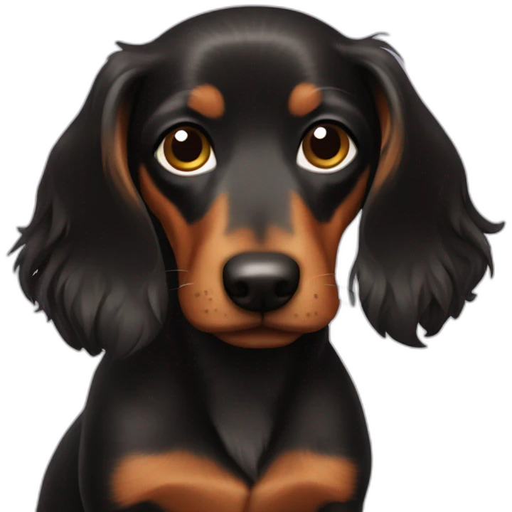 dark puppy teckel with long hair emoji