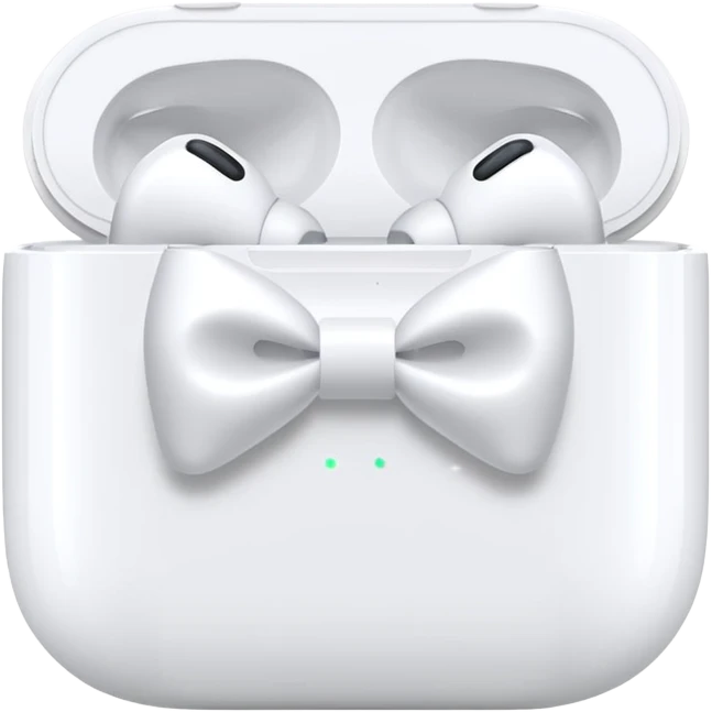 airpods max in white with bows emoji
