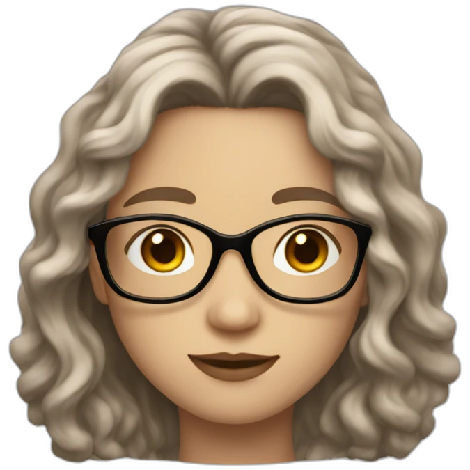 Non binary with pale skin long wavy brown hair glasses and a mole emoji