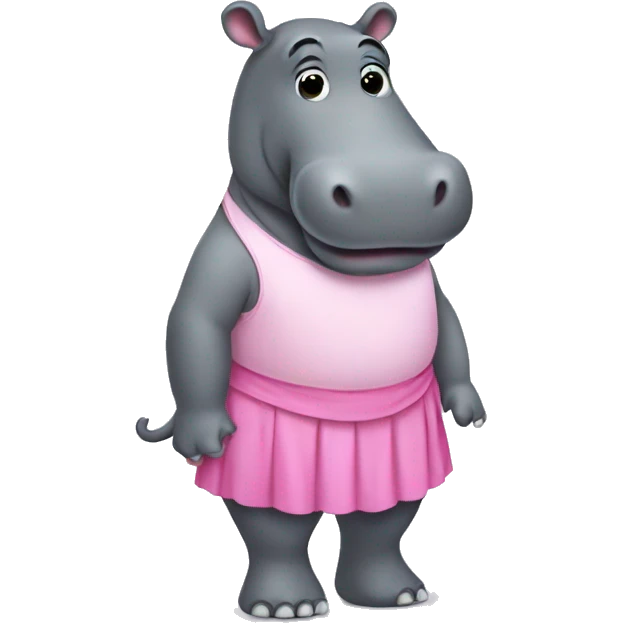 Hippo in pink skirt emoji