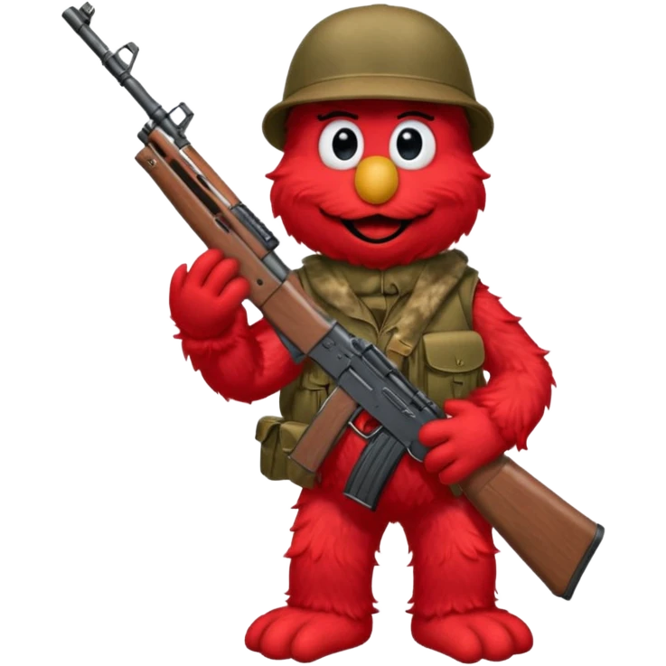 elmo with an AK47 and an bivak emoji