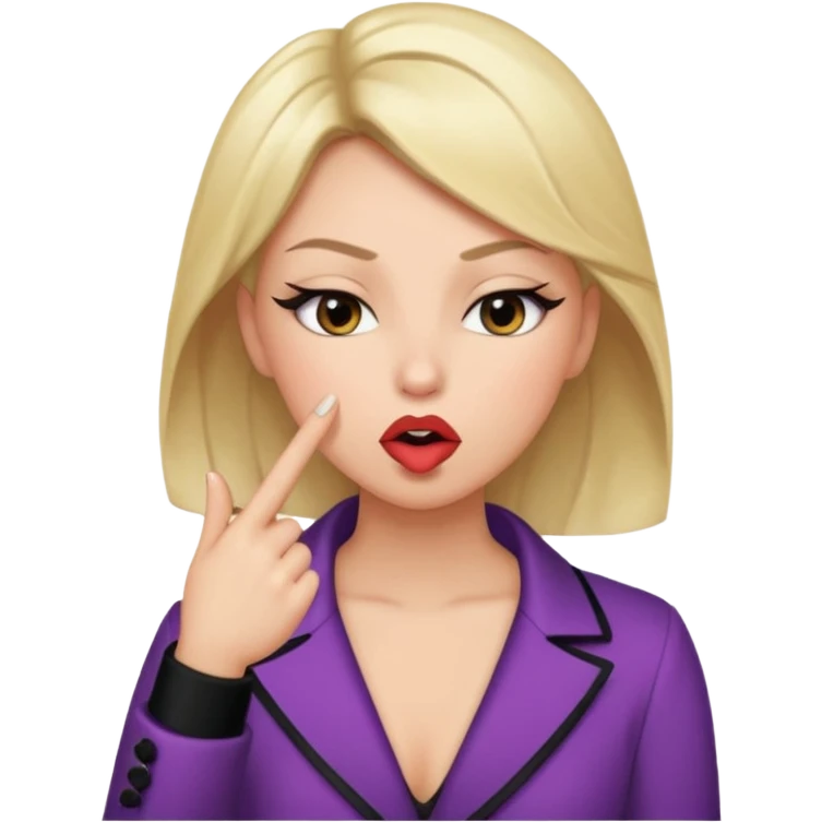Can you create an emoji or cartoon of a person doing the ‘slay’ pose — with one finger in front of their mouth, eyes half closed, looking fierce or glamorous? emoji
