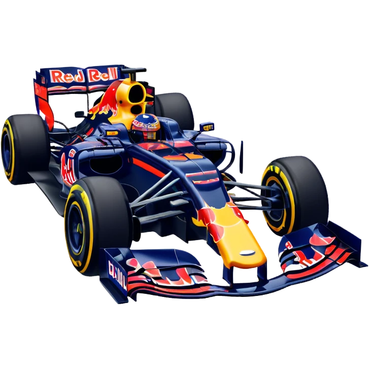 Make a Redbull f1 car with max Verstappen driving it emoji emoji
