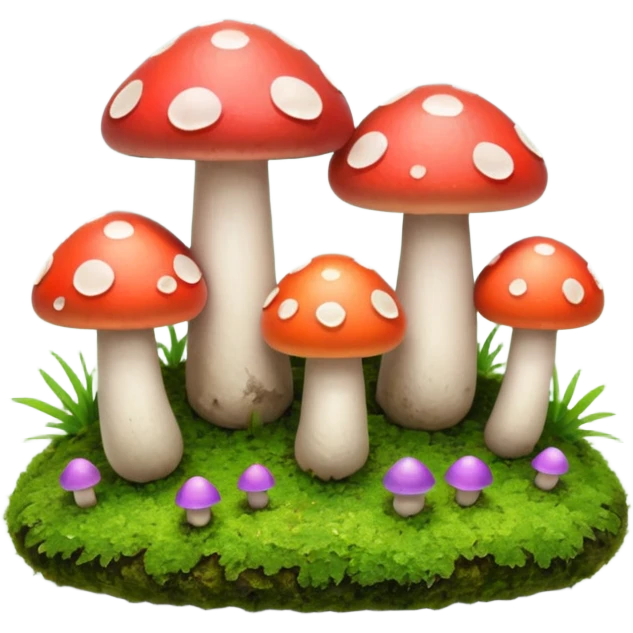 tiny mushrooms on moss emoji