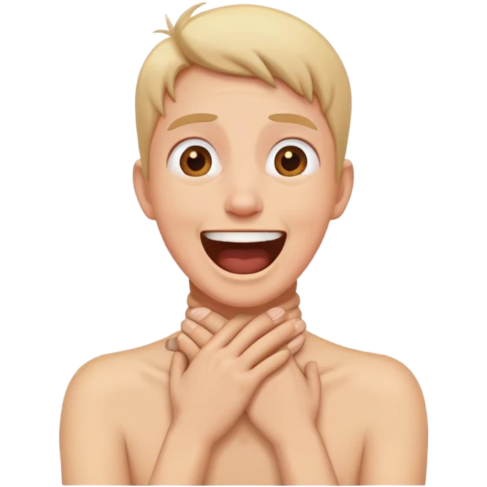 A person with a scared and laughing with hands around neck emoji
