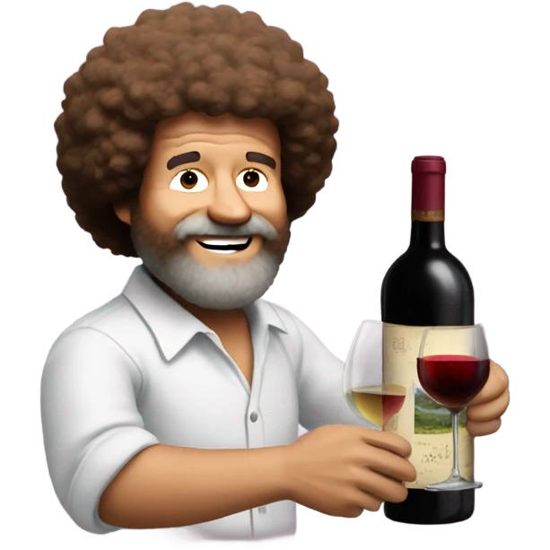 Bob Ross with wine emoji